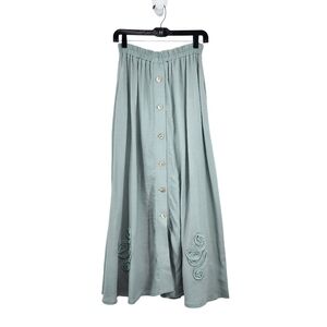 Tiar Women's 100% Rayon Applique Button Front Maxi Skirt Lagenlook- M